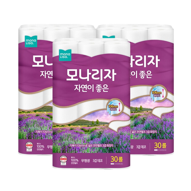 모나리자 자연이 좋은3겹 화장지 30m x 30롤 x 3