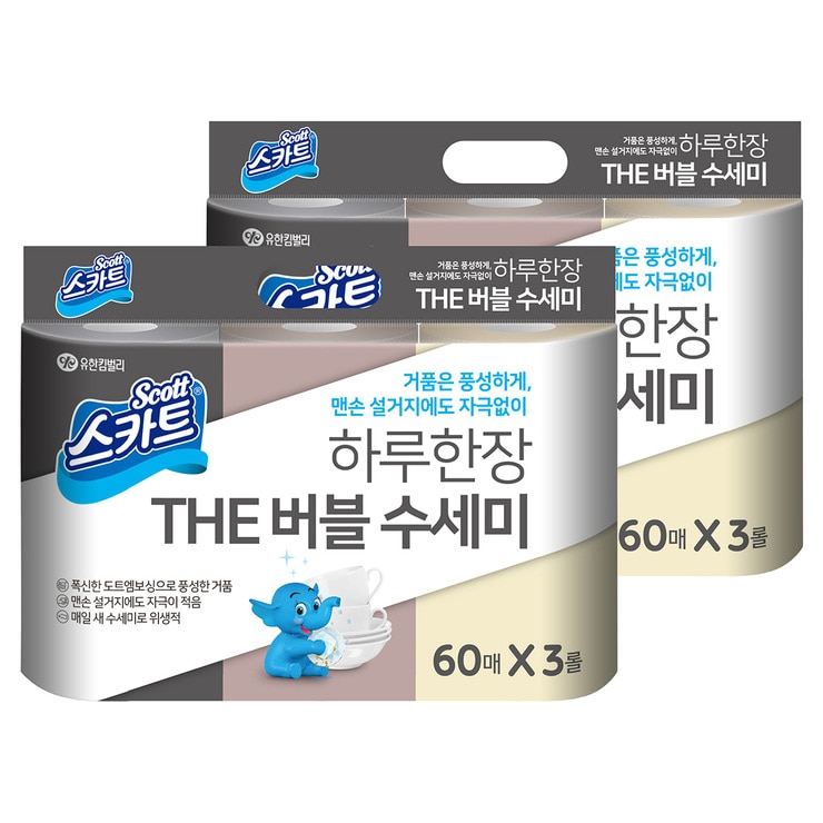 스카트 하루한장 THE 버블수세미 60매 x 3롤 x 2