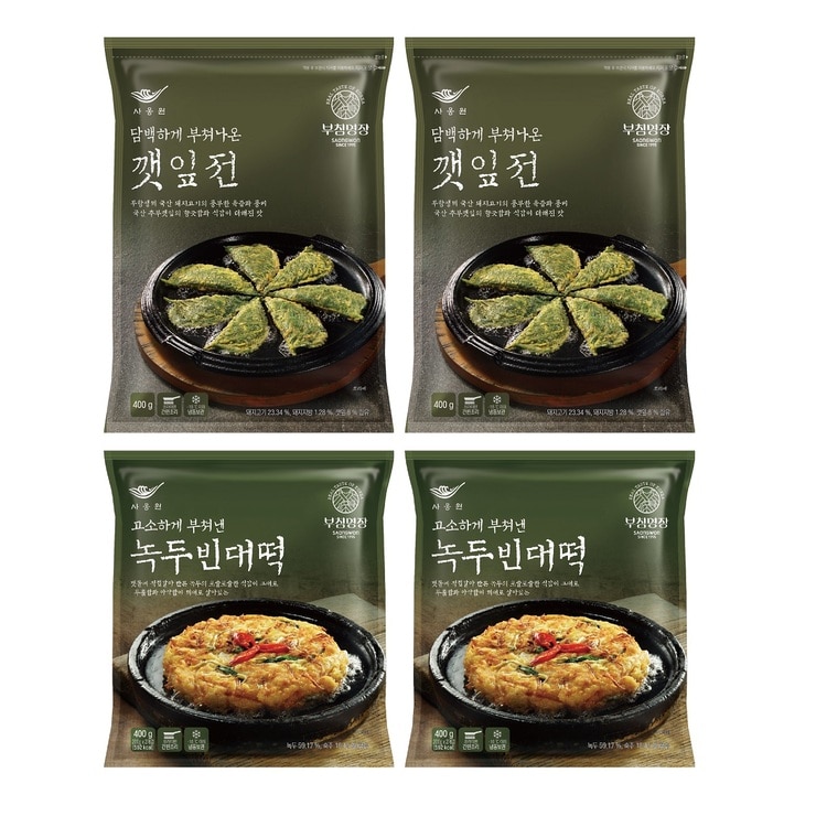 사옹원깻잎전 & 녹두빈대떡 400g x 4 (총1,600g)