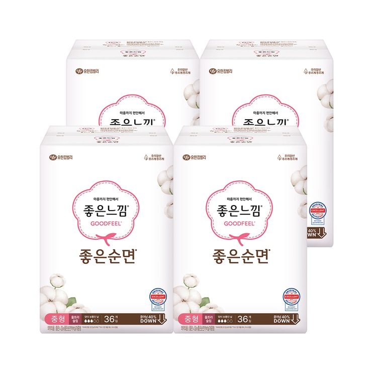 좋은느낌 좋은순면 슬림날개 중형 36개 x 4팩