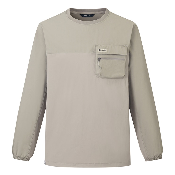 네파 남성 우븐 긴팔 포켓 크루티