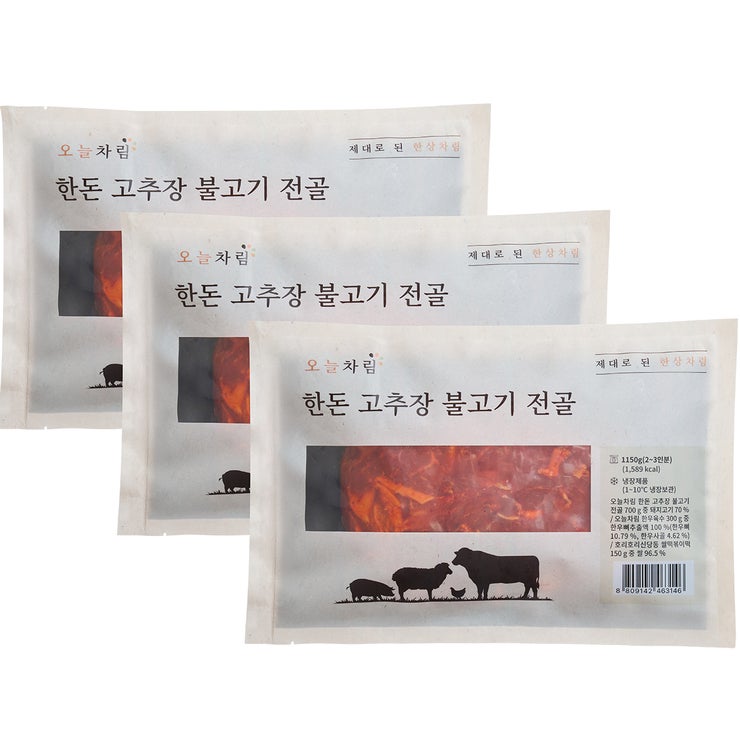 오늘차림 한돈 고추장 불고기전골 1,150g x 3ea