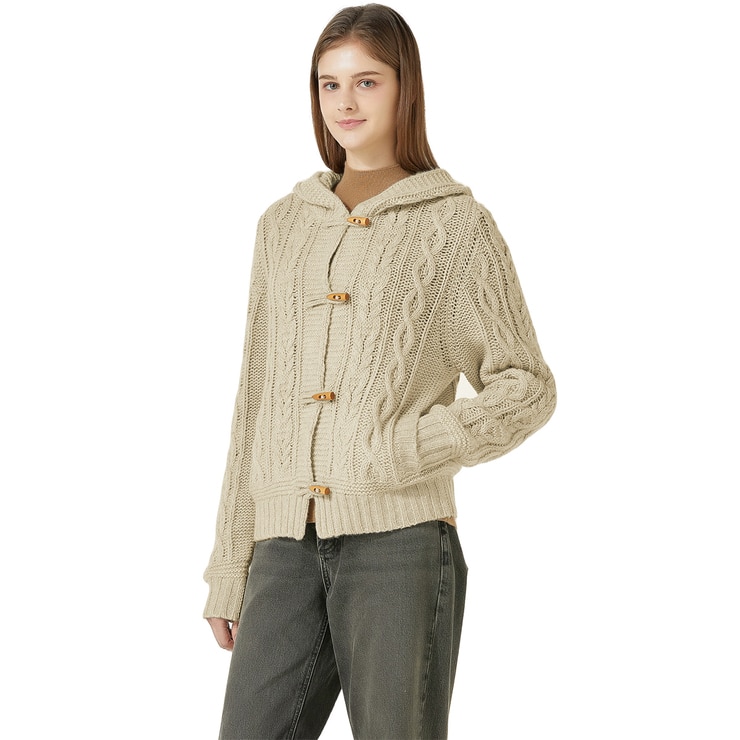 리디아 바인 여성 울 100% 후드 가디건