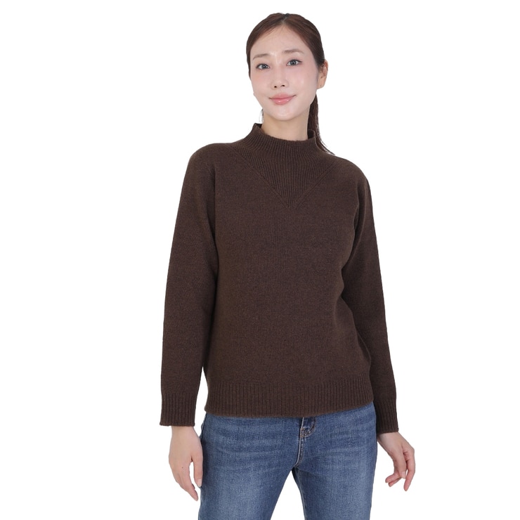 베네뜨 여성 립 블록 하이넥 울캐시미어 풀오버