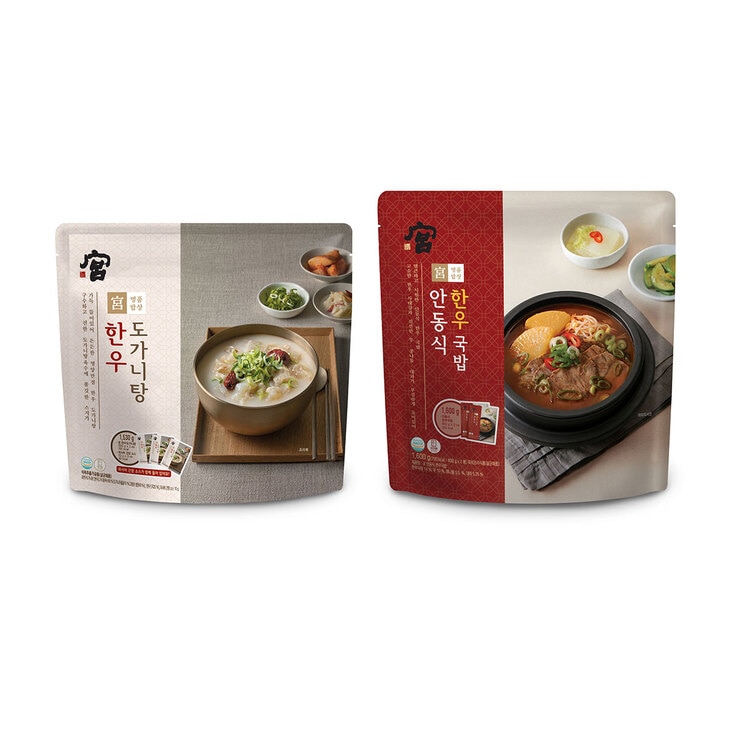 궁 안동식 한우국밥 800g x 2 + 도가니탕 510g x 3