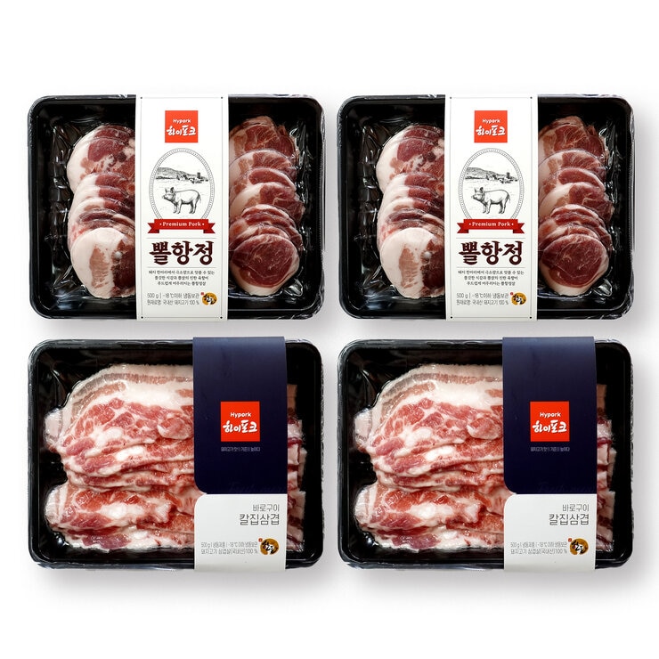 국내산 냉동 돈육 칼집삼겹살+뽈항정(500g x 4)