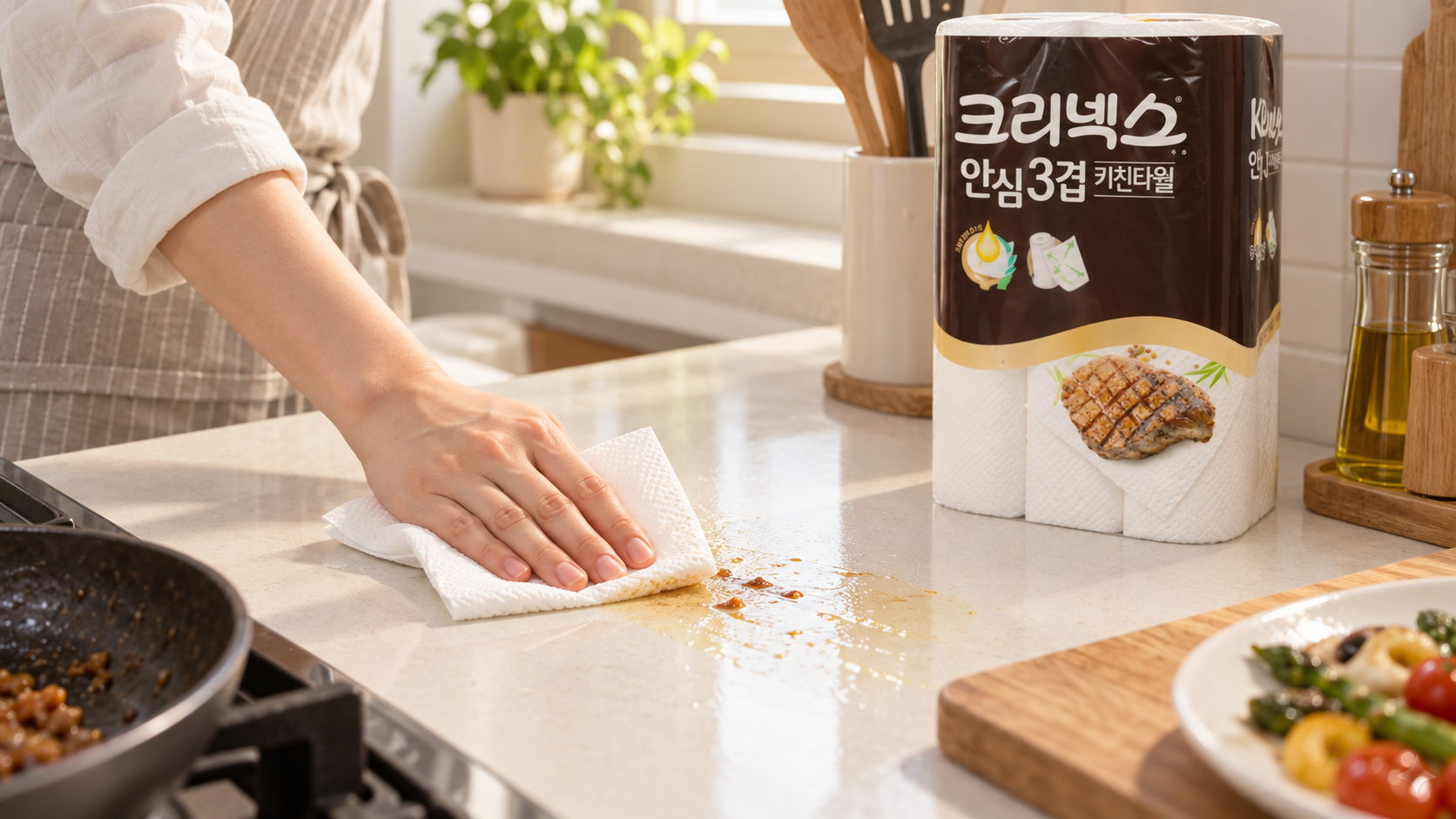 크리넥스 안심 키친타월 160매 12롤 3겹 실제 매물 리뷰, 물기·기름기 정리에 맞춘 구성 살펴보기 상세 이미지 2
