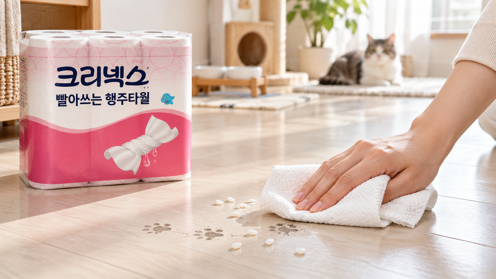 크리넥스 빨아쓰는 행주타월 45매 X 6롤 실제 매물 리뷰, 100% 면 소재와 세탁·재사용 활용 살펴보기 상세 이미지 2