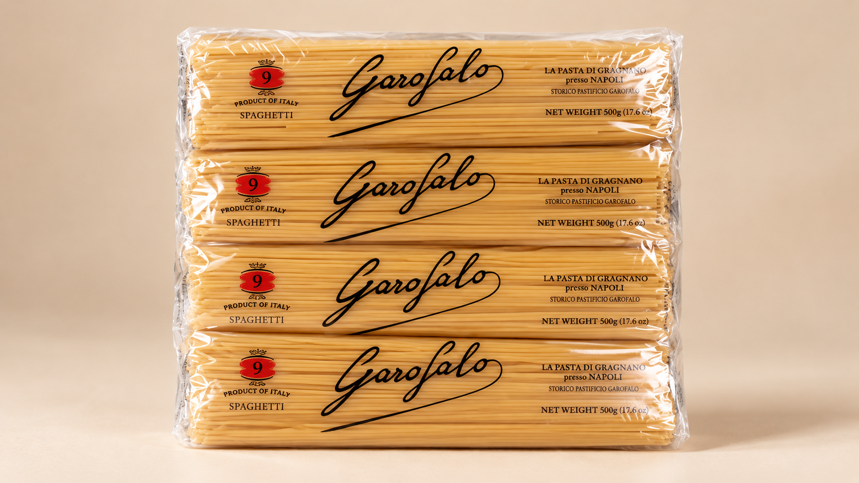 GAROFALO 스파게티 500G X 8, No.9 표기와 그라냐노 포장 정보