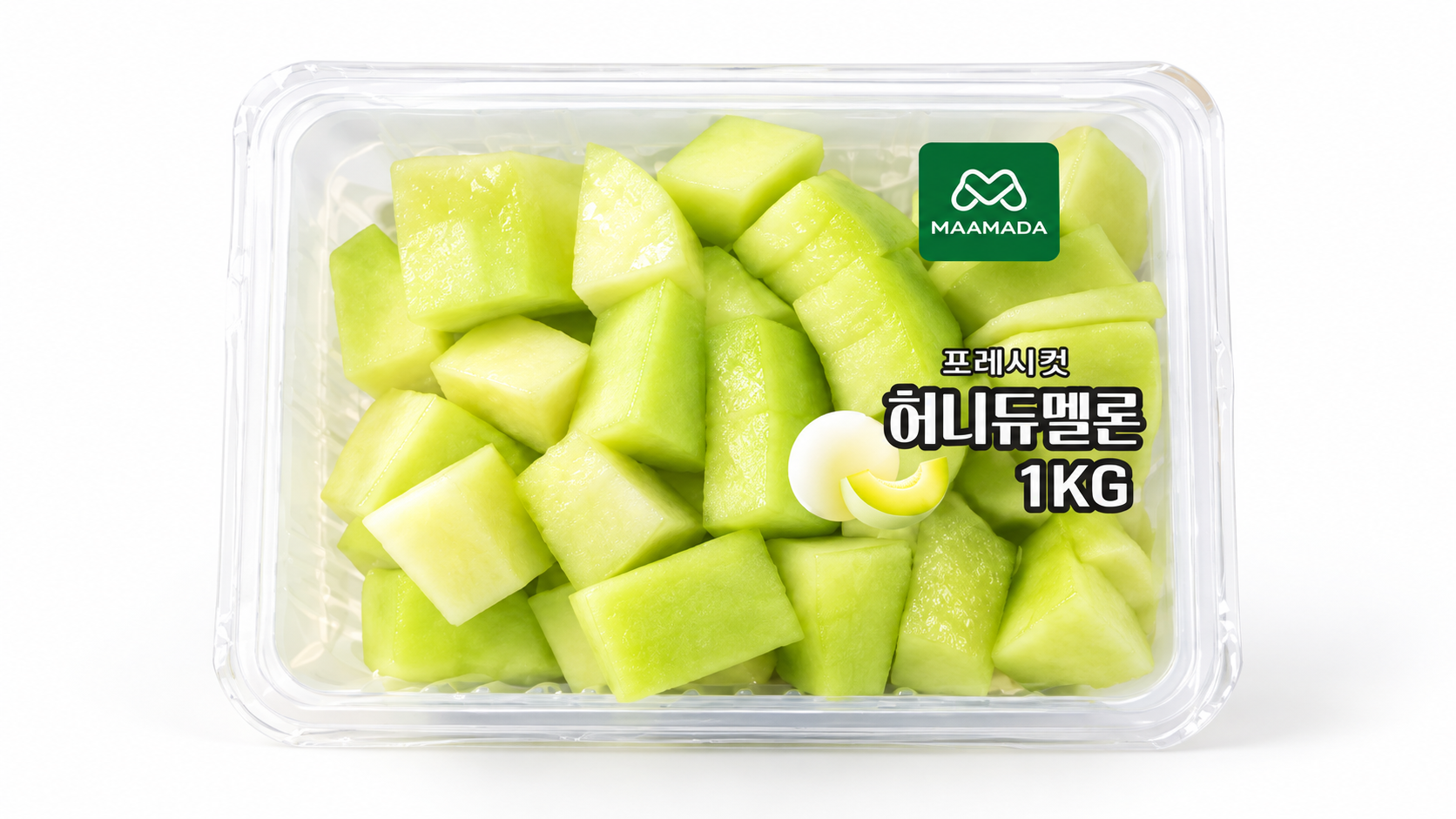 프레시컷 허니듀멜론 1KG, 미국산 컷 과일과 용기 구성