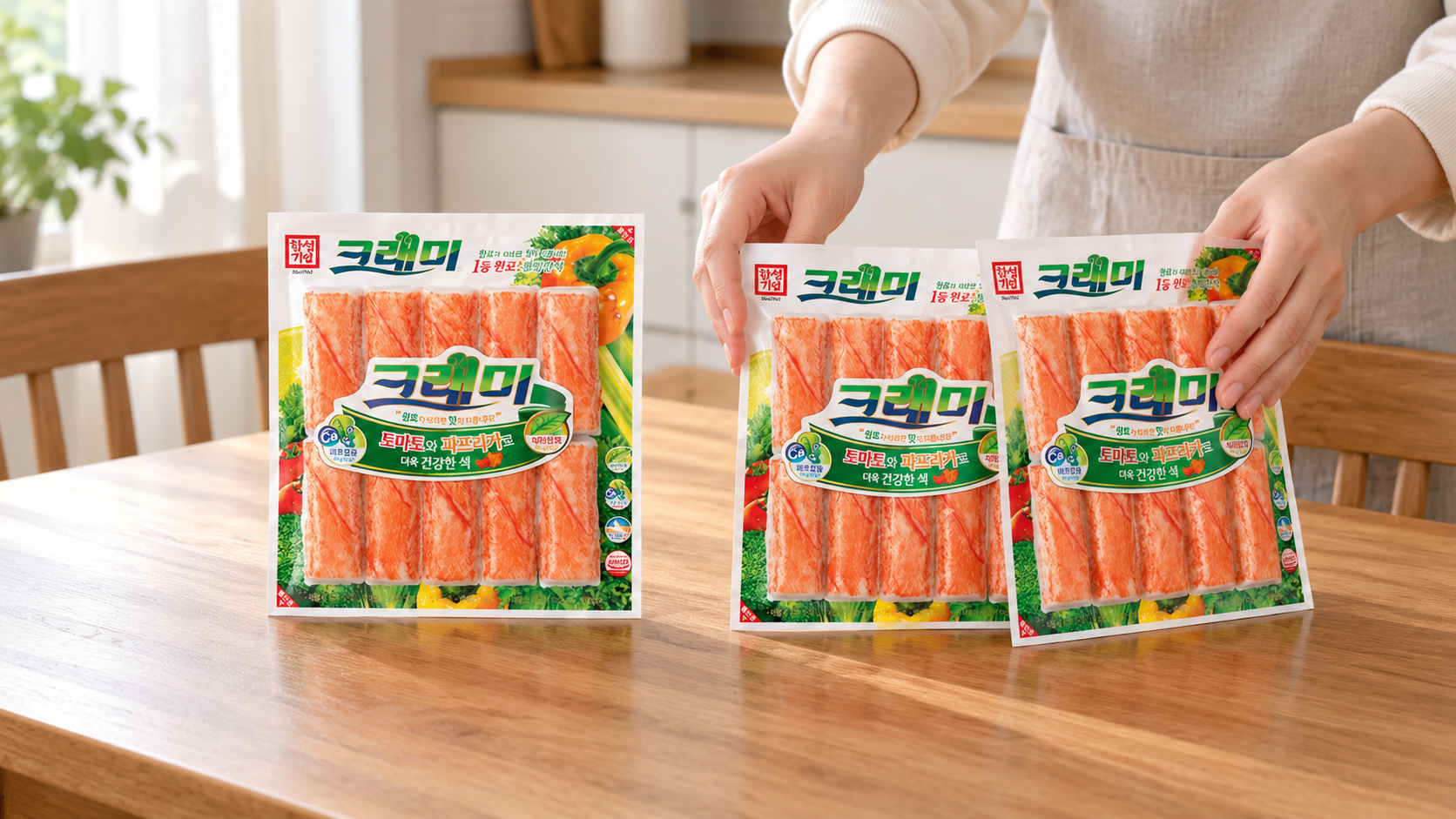 한성 크래미 300G X 3, 토마토·파프리카 표기와 묶음 구성 상세 이미지 2