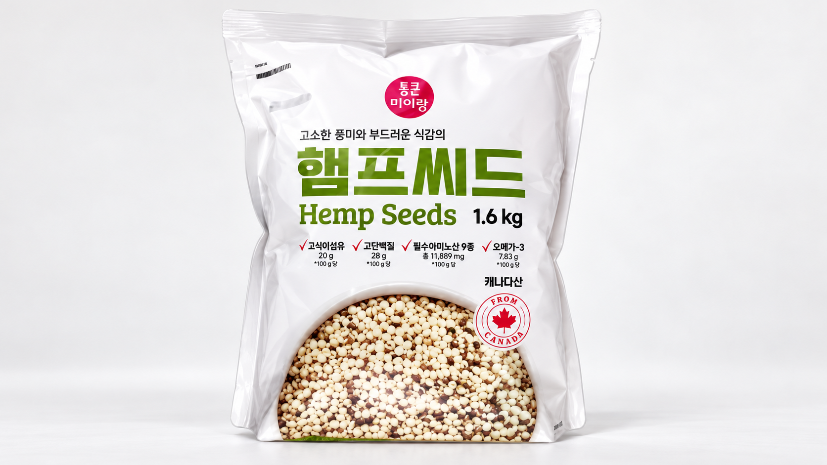 미이랑 캐나다산 햄프씨드 1.6KG, 원산지와 포장 형태 정리