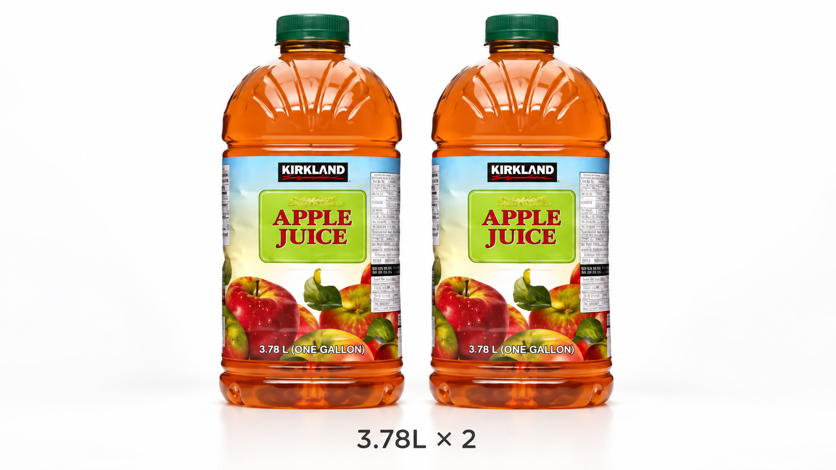 KIRKLAND SIGNATURE 압착 사과주스 3.78LX2, 병 구성 정리